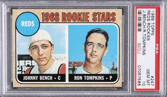1968 Topps #247 Johnny Bench Rookie Card – PSA GEM MT 10